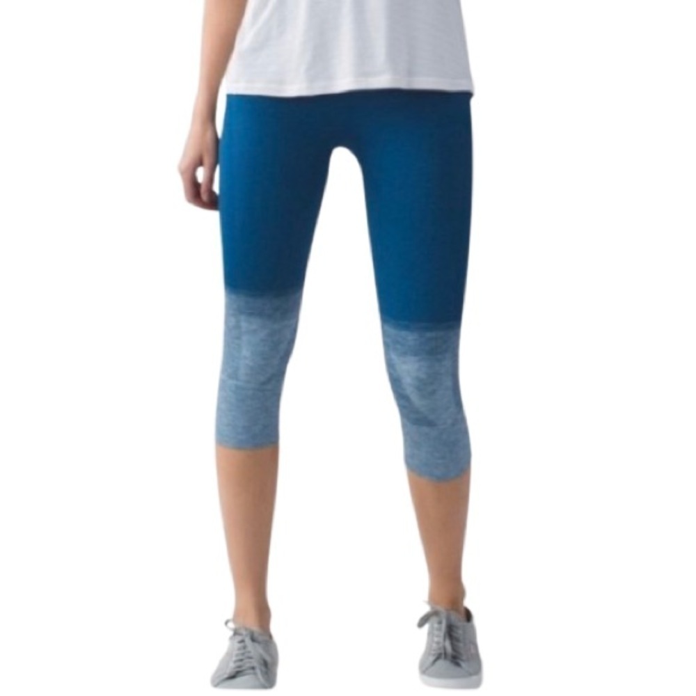 🔥 LULULEMON Seamlessly Street Crop Leggings Women's Size 6 Heather Poseidon Blue